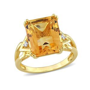 6.60 Carat (ctw) Citrine and White Topas Ring in Yellow Sterling Silver
